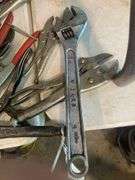 Various Sized Vice Grips, 12in Adjustable Wrench