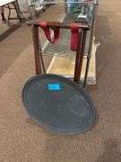 Mahogany Folding Tray Stand and 3 Server Trays