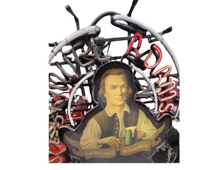 Samuel Adams Neon Sign 24" Tall. Lights up for a split second when pulled on. image