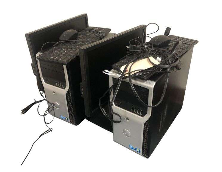 (2) Dell Precision T1600 Workstation, Computer, Keyboard, And Mouse image