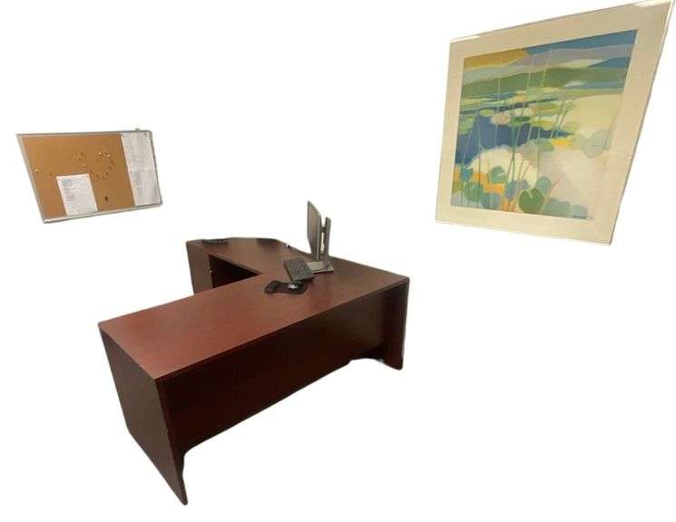Contents of Room - L Shaped Desk 4ftx3ft, Shelves, Picture 3ftx3ft, File Cabinet, Etc. image