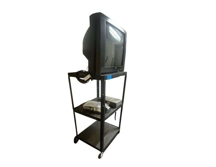 4ft Media Cart, Vintage Dynex TV image