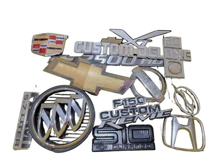Assorted Vehicle Emblems, Loose. Chevy, Buick, Cadillac, Honda and others image