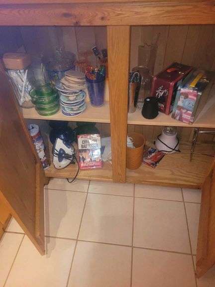Contents of Cupboard- Coasters - Straws - Iron - Bartend Book and More image