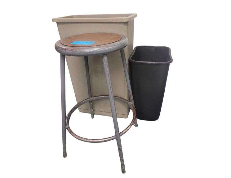 2 Trash Cans and Stool image