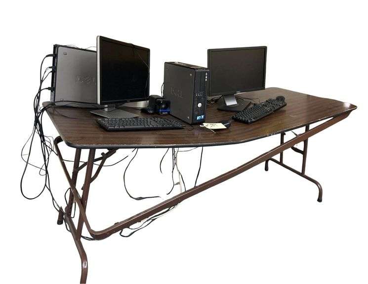 Two Dell Computers, 6 ft Table Included image