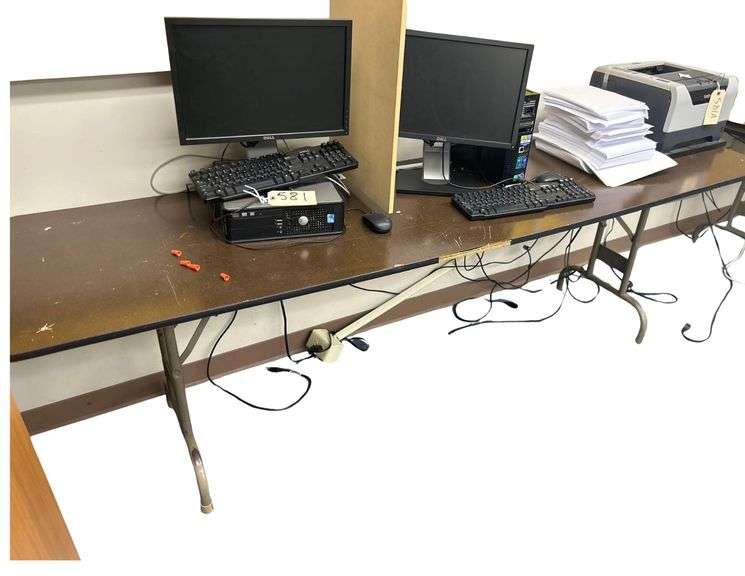 Two Dell Computers with 8 ft Table, Printer and Paper NOT Included image