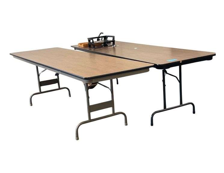 2 Wood and Metal Folding Tables 96x30x29 Inches image