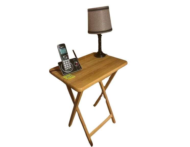 Wooden TV Tray with Lamp and AT&T DLP72412 Cordless Phone image