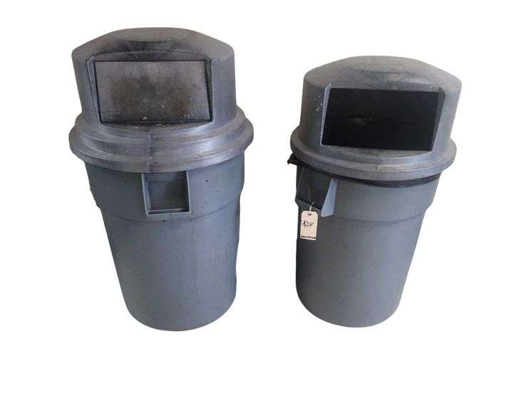 2 Garbage Cans - Brooms image