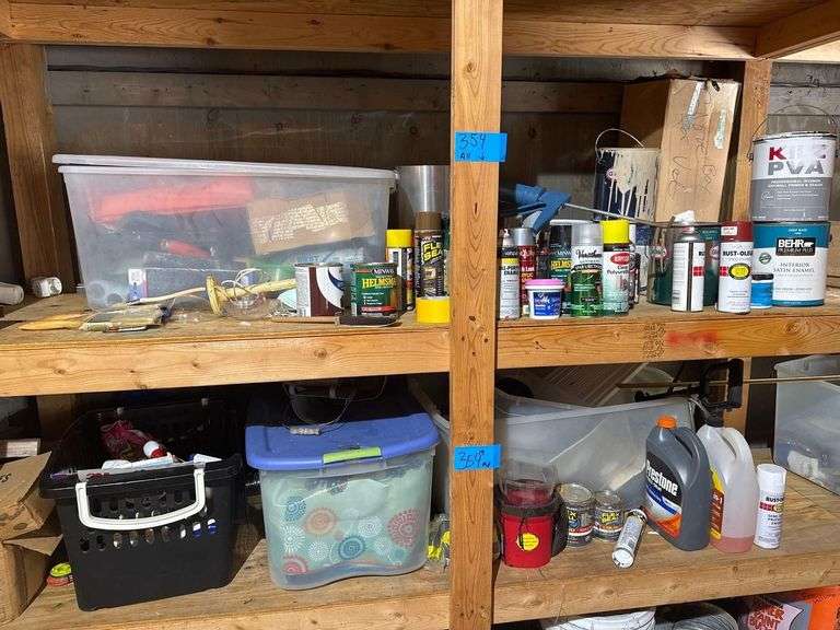 Contents of Cabinet including Spray Paint, other Product and Supplies image
