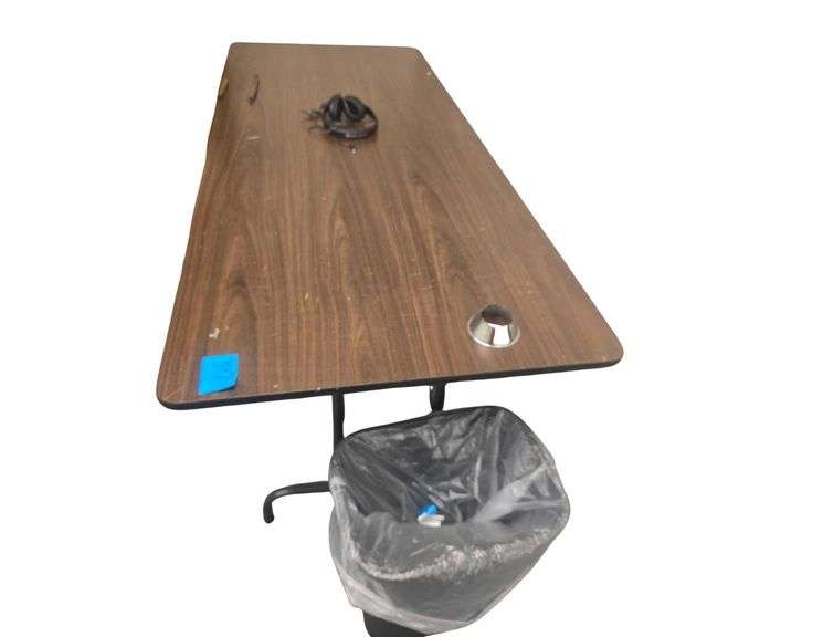 5ft Folding Table and Trash Can image