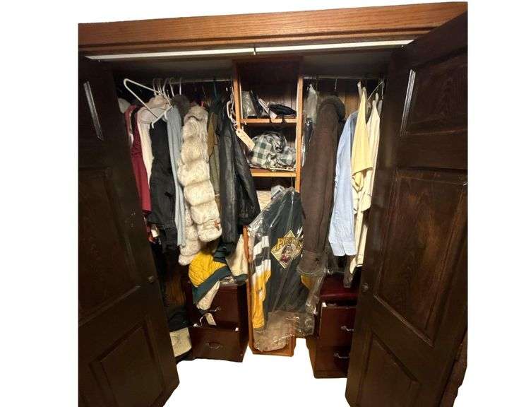 Lot of Coats and Clothes, Men’s and Women’s XL - Pittsburgh Pirates Men’s Jacket, Women’s Fur Jacket, Women’s Leather Jacket, etc image