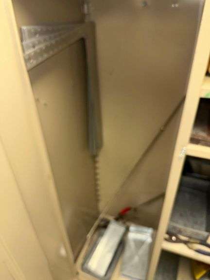 Steel Cabinet 6ft. H. X 3ft. W. X 18in. D. Includes Contents- Books - Mallets - Tape Measure- Hammer image