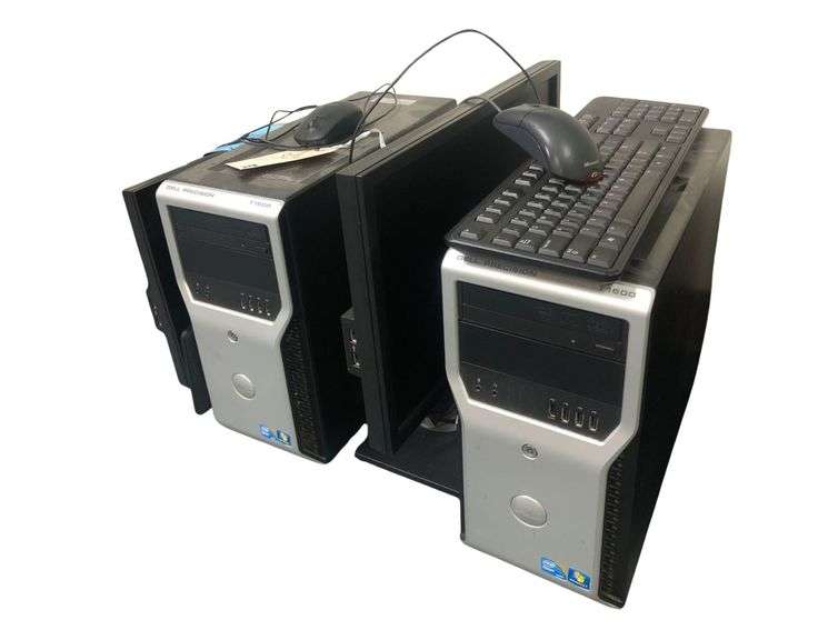 (2) Dell Precision T1600 Workstation, Computer, Keyboard, And Mouse image