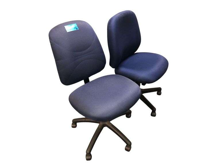2 Blue Armless Task Chairs image