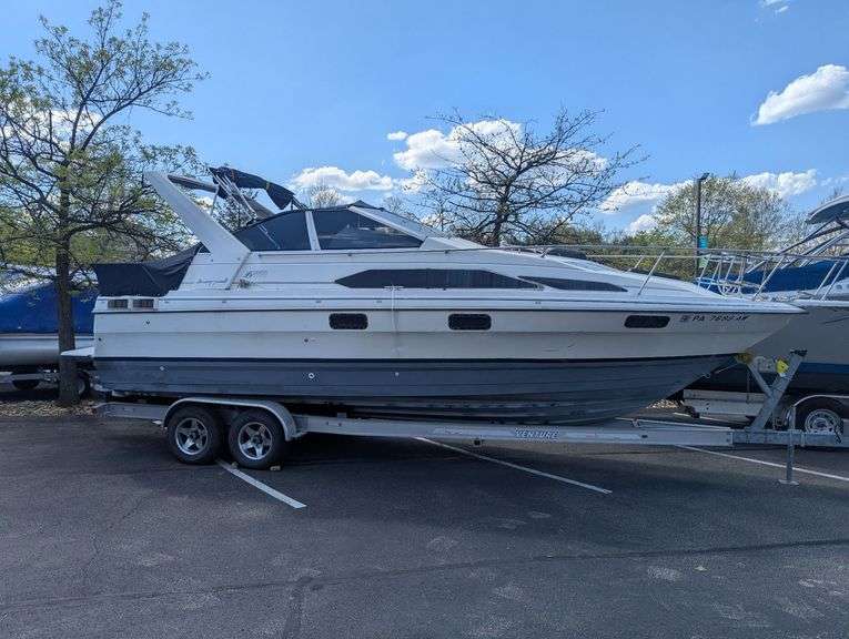 1990 26' Bayliner 2655 with trailer (Venture VATB-8025) - Engine is a Mercruiser Bravo II 454 cubic inch (7.4L) V-8 and was a long block replacement in 2018 ~ 300 hours on it - Outdrive is a Mercruiser Bravo II that had all the bellows and universal joint replaced in 2023 - All Accessories Included (mooring cover, full camper canvas, anchor, life jackets, ropes, bumpers etc.) - Located At South Side Marina (2611 S. Water St. Pittsburgh Pa 15203) image