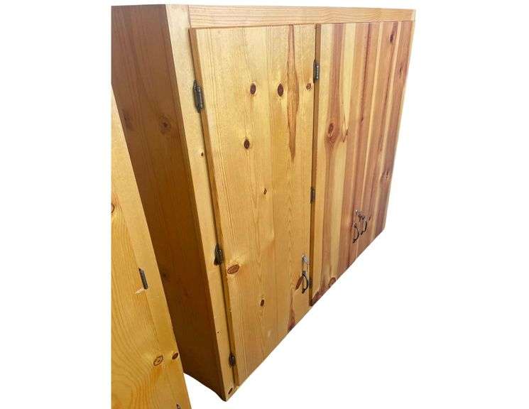 Locking 3 Door Pine Wood Cabinet 59x26x48 Inches image