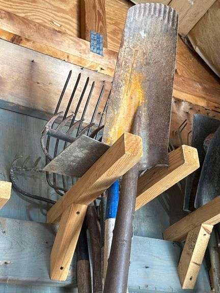 Pitch Fork - 2 Rakes - Hoe - Drain Spade image