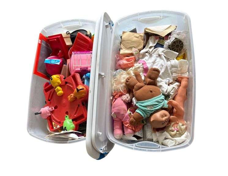 2 Boxes containing, Various Toys, Various Dolls, Etc. image