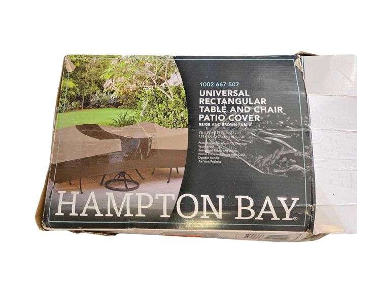AirStone Corner/Finished End Stone, Hampton Bay Rectangular Table and Chair Patio Cover image