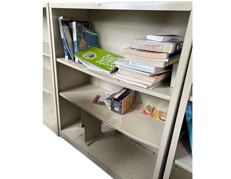Two Metal Shelves and Contents - 13 in x 34 in x 41 in image