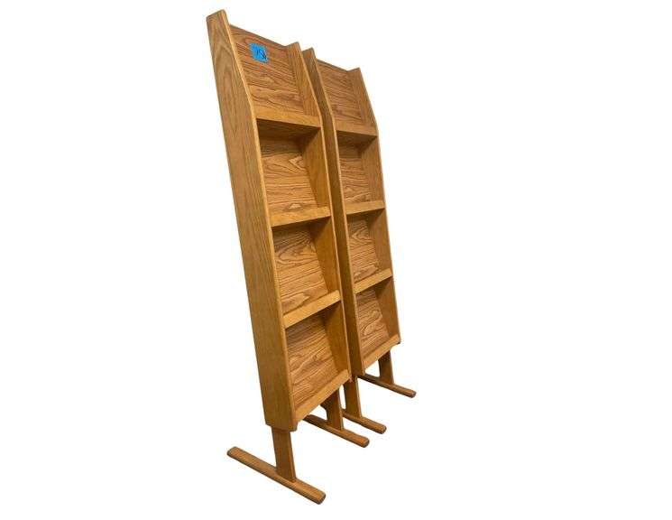 2 Wooden Magazine Display Stands 15x5x57 Inches image