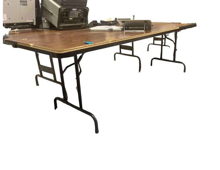 2 Wood and Metal Folding Tables 96x30x29 Inches image