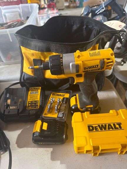 DeWalt 12v Drill with Charger, Bits, Extra Battery and Carry Bag image