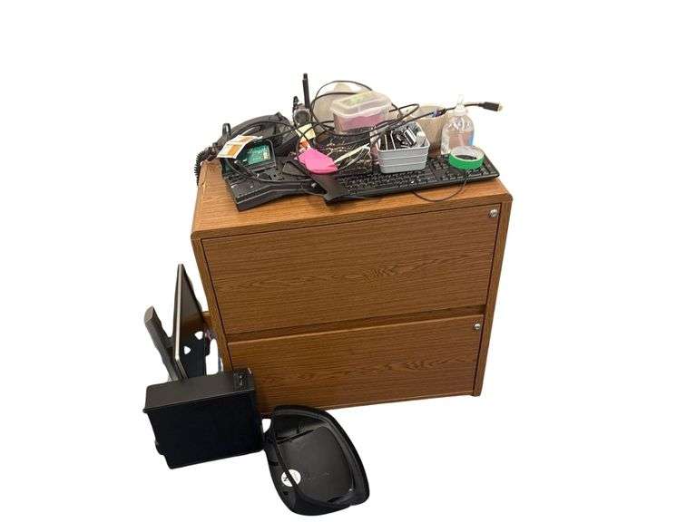 File Cabinet, Keyboard, PC, Monitor, Hand Sanitizer, Etc. image