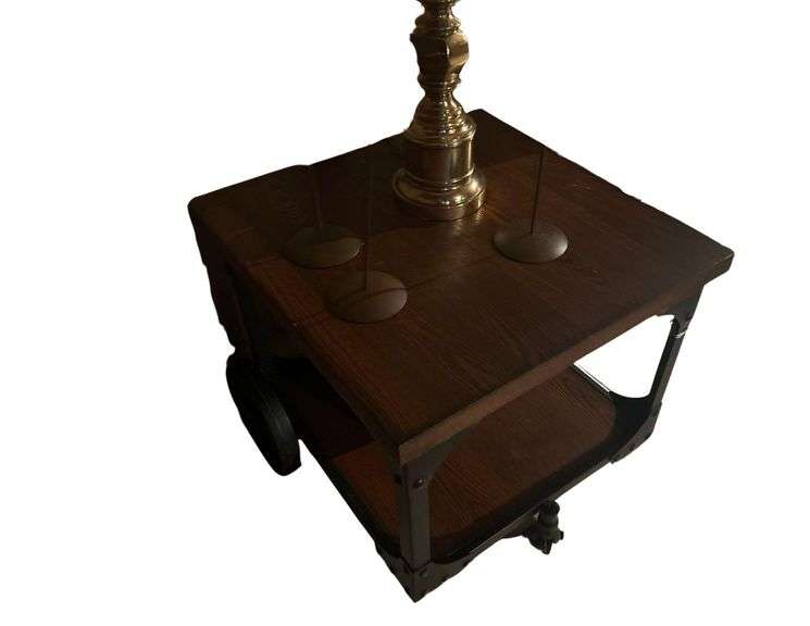 End Table On Wheels, 24 in x 24 in x 23 in with Star Decorations, Lamp not Included image