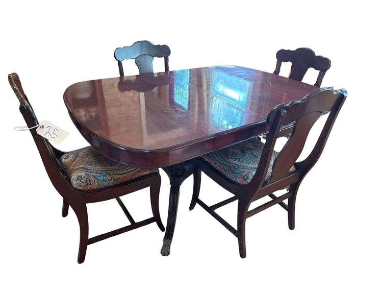 Mahogany Dining Table with 4 Chairs - Claw Feet - Top is 64”x44” image