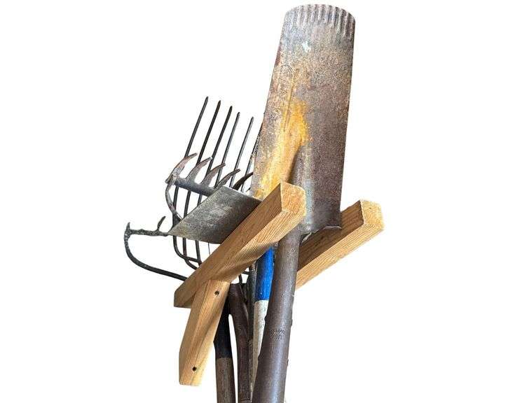Pitch Fork - 2 Rakes - Hoe - Drain Spade image