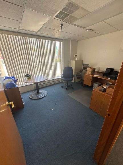 Content of Room - L Shaped Desk, Dell Monitor, Office Chair, Circle Table, Storage Shelves, File Cabinet, Etc. image