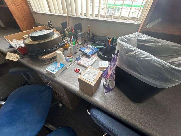 Assorted Office Supplies - Pens, Pencils, Organizers, Clocks, Clips, Etc image