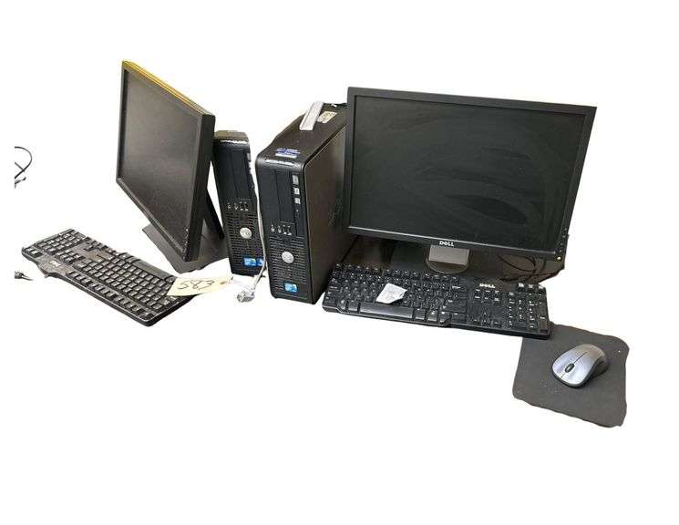 Two Dell Computers, 8 ft Table Included image