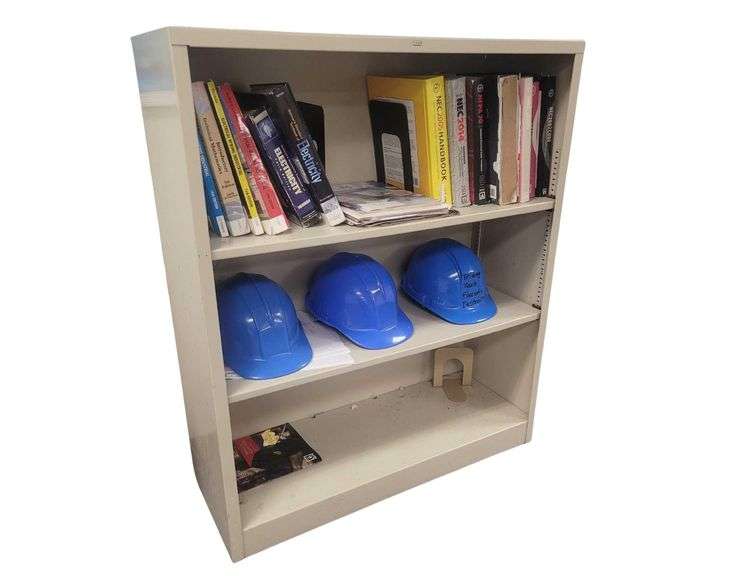 3ft Book Case With Various Books and Hard Hats image
