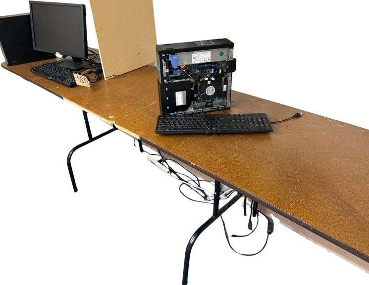 Two Dell Computers, 8 ft Table Included image