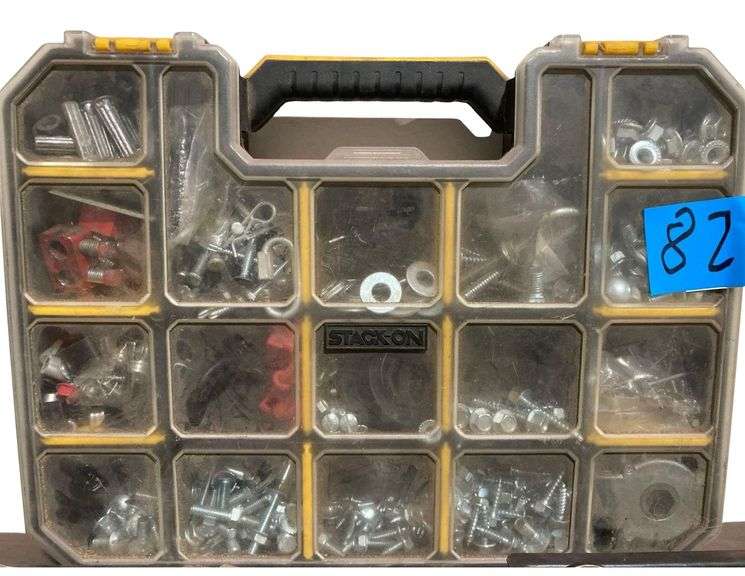 Stack-On Toolbox With Contents Including Screws, Bolts, Washers and Pins image