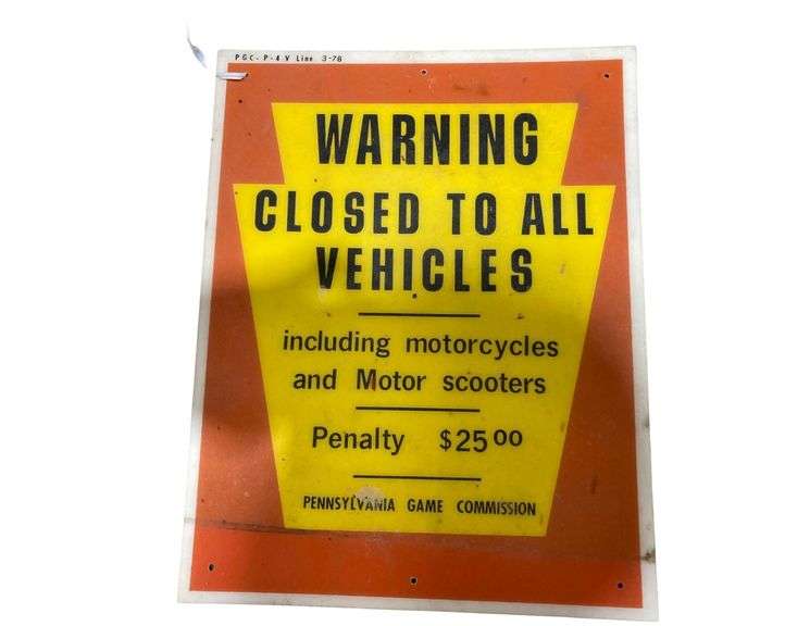 (2) Vintage Pennsylvania Game Commission Road Signs “Closed To All Vehicles” image