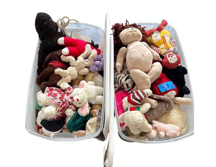2 Boxes containing Large Assortment of stuffed Animals/Characters image