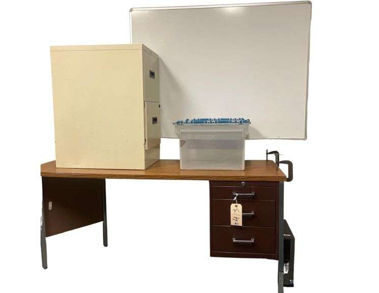 4ftx2ft Desk, File Cabinet, Whiteboard 3.5ftx3.5ft, Etc. image