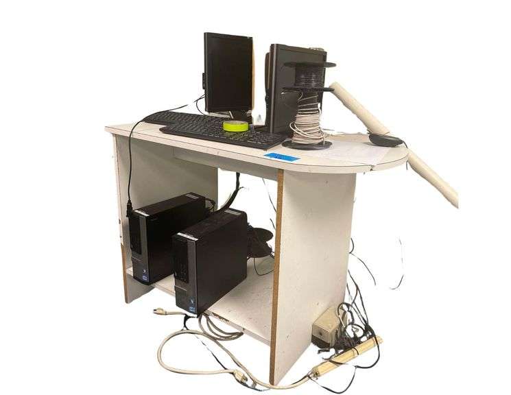 2 Dell Computers Model D03S on a Wooden Table 41x24x31.5 Inches image