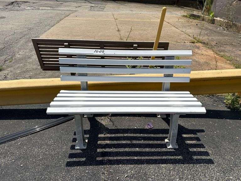 2 Outdoor Benches - 5ft Metal and 4ft Plastic image