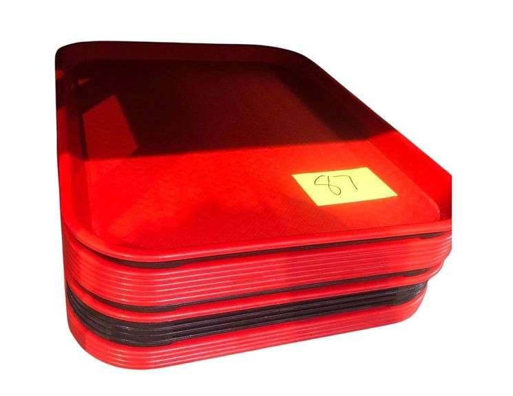 (18) Red And Black Plastic Food Trays image