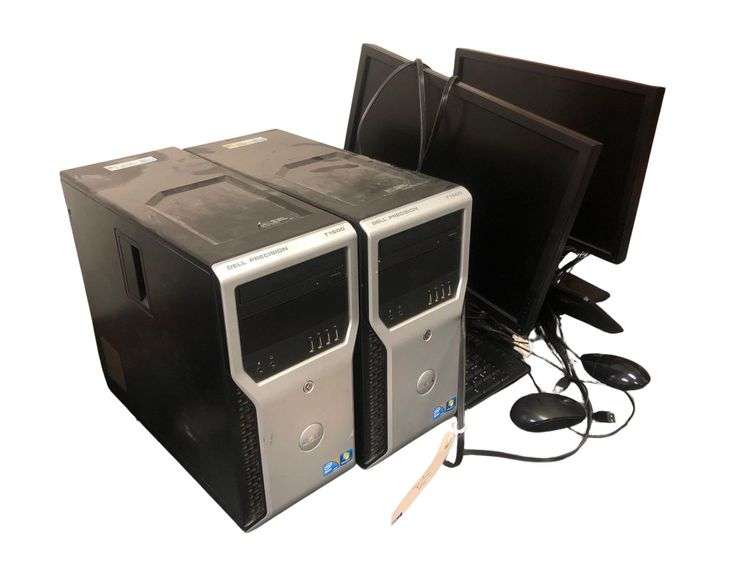 (2) Dell Precision T1600 Workstation, Computer, Keyboard, And Mouse image