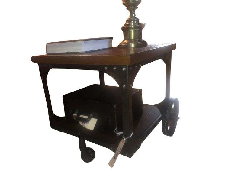 32in H Rolling End Table Cart With Hourglass image