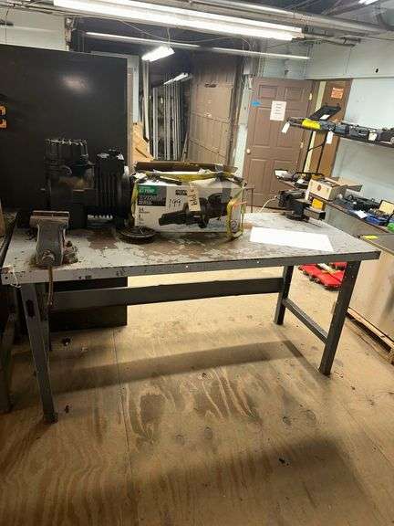 Steel Work Table With Vise - 6ft. L. X 30in. D. X 34in. H. image