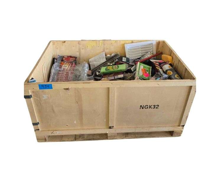 Crate Full of Misc Merchandise Including Cleaning, Storage and Plumbing Items image