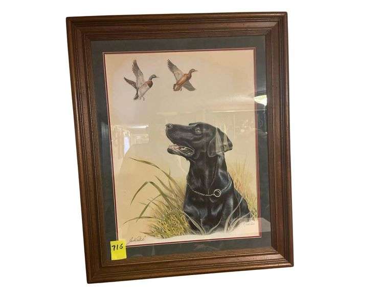 Framed Print of a Black Labrador by Jack Paluh 21.75x35.75 Inches  *Very Limited Edition - Paid $2,600* image
